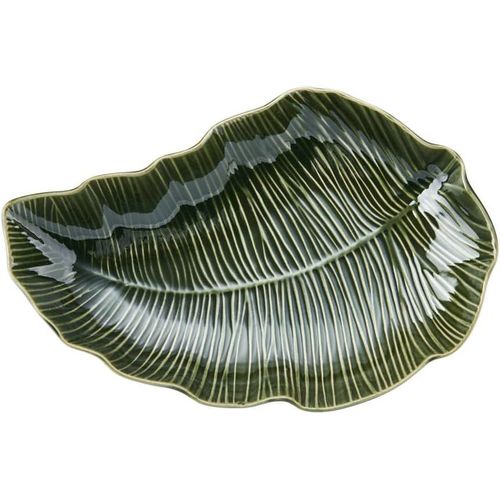 Checarzhn--No1-Jardin Plat De Service En Grs En Forme De Feuille, Plat De Service Vert Unique Pour Les Rceptions, 31,5 Cm - Lavable Au Lave-Vaisselle