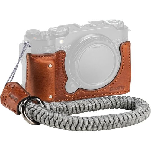 Checarzhn--No1-Kit De Demi-Etui En Cuir X-M5 Pour X-M5, Comprenant Un Demi-Etui En Cuir, Une Dragonne, Un Matriau En Cuir Vritable, Portable Et Protecteur (Marron) - 4880