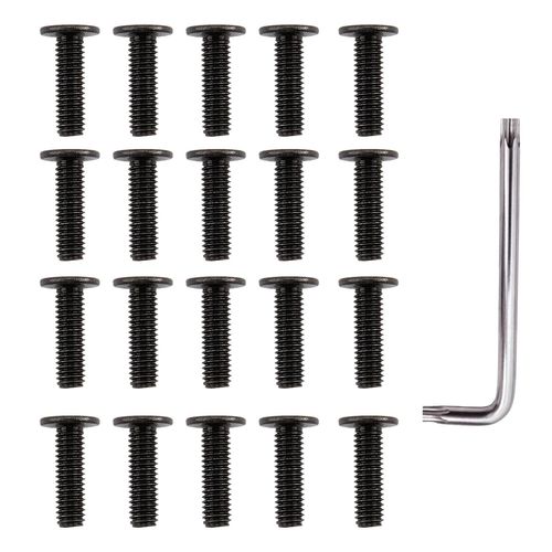 Checarzhn--No1-Lot De 20 Vis M5 X 20  Tte Plate Hexagonale,En Acier Inoxydable A2 V2a, Finition Noire Oxyde,Filetage Complet, Inclus Cl T25,Vis De Connexion Pour Meubles