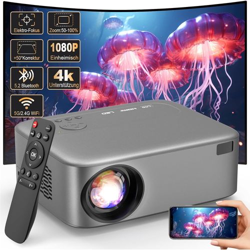 CHECARZHN--NO1-[M Au Point lectrique] Projecteur Wifi 5G Avec Bluetooth Natif 1080P, Technologie Lcd 26000L Home Cinma Extrieur/Home Cinma Vido Projecteur Avec Trpied Pour Ios/Android/Tv Stick
