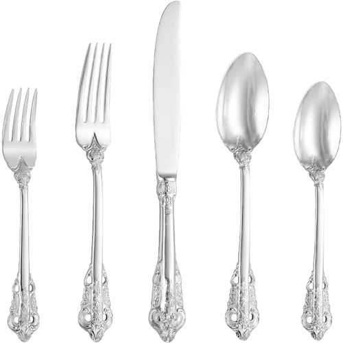 Checarzhn--No1-Magnifique Ensemble De Couverts Baroques Argents 18/10 En Acier Inoxydable 20 Pices, Ustensiles Comprenant Une Fourchette, Une Cuillre Et Un Couteau Avec Coffret Cadeau