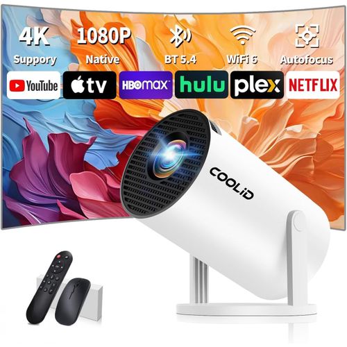 CHECARZHN--NO1-Mini Vidoprojecteur 1080P Avec Wifi 6 Bt 5.4, Portable Projecteur 4K Avec Android Tv, Projecteur Video Support Pour Correction Trapzodale Automatique, 270 Rotation, Avec Hdmi Et S