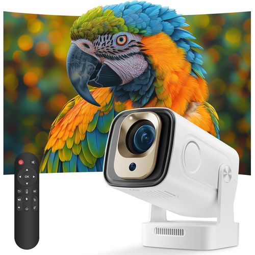CHECARZHN--NO1-Mini Vidoprojecteur Portable 4K 1080P Full Hd Mini Projecteur Portable Autofocus Avec Rotation  180 /Android 11.0/Wlan6/Bt5.4 Pour Home Cinma, Camping, Blanc