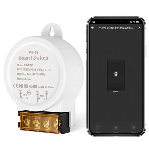 Checarzhn--No1-Module D'interrupteur Intelligent 30 A Haute Performance - Interrupteur Wi-Fi Avec Fonction De Mesure De Courant Et Fonction De Minuterie - Compatible Avec Alexa Echo, Google Home, Sma