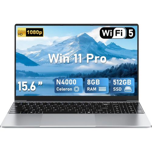 CHECARZHN--NO1-Ordinateur Portable 15.6 Pouces,Ordinateur Portable Win 11 Pro, N4000 Cpu 1920  1200P Ips cran Fhd Ordinateur Portable 8Go 512Go Ssd Usb Bluetooth Mini Hdmi Wifi