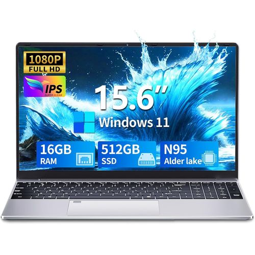 CHECARZHN--NO1-Ordinateur Portable 15,6 Pouces, Win 11 Pc Portable 16Go Ram Ddr4 512Go Ssd, Celeron N95 Cpu, Clavier Rtro-clair/Dverrouillage Empreinte, 1080P cran Laptop, Mini-Hdmi+Usb3.0+Bt4.2