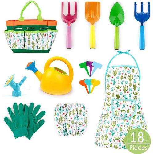 CHECARZHN--NO1-Outils De Jardinage Enfant,Set Jardinage Enfant,Kit D'Outils De Jardin Pour Enfants,Jouet Jardinage Enfant,Ensemble Jardinage Enfant Avec Gants De Tablier Rteau Truelle Pelle Arrosoir