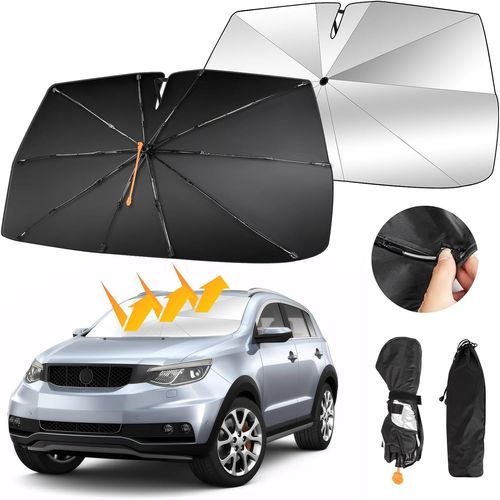 Checarzhn--No1-Pare Br Pare Soleil 360 rotation Pliable Voiture Pare - Br Parasol Ressort Parapluie Pliant Queue Convient Pare - Br De Voiture Protection Uv 150 * 82cm (59x32 Pouce)