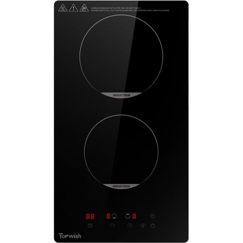 CHECARZHN--NO1-Plaque  Induction 30 Cm, Plaque Induction 2 Feux, Plaque De Cuisson Electrique Con Avec Scurit Enfant, Funzione Boost, Contrle Tactile, Indicatore Di e Residuo, Timer