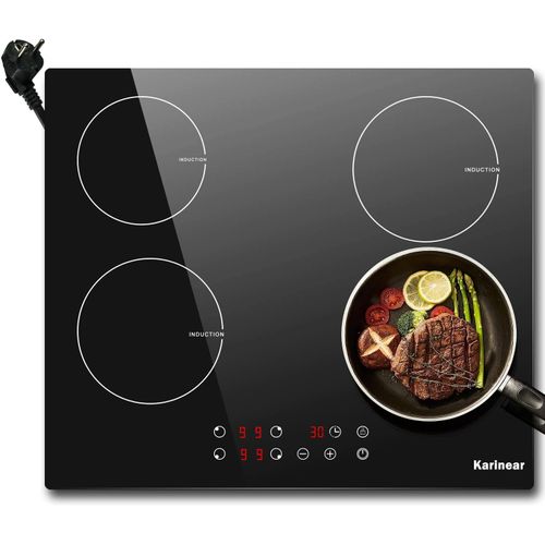 CHECARZHN--NO1-Plaque  Induction 4 Foyers Avec Pr , 4 Feux Encastrable, Table De Cuisson Avec Commande Tactile, Scurit Enfant, Minuterie, Plaque De Cuisson Electrique 3500W