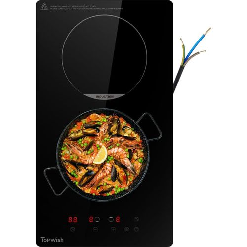 CHECARZHN--NO1-Plaque De Cuisson  Induction, Plaque  Induction, 2 Zones, 2 Plaques De Cuisson, Cuisinire  Induction Avec Scurit Enfant, Fonction Boost, Commande Tactile, Indicateur De Chaleur
