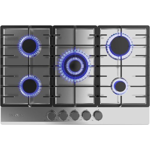 CHECARZHN--NO1-Plaque De Gaz Butane Et Naturel 5 Feux Bolero Squad G 5200F Inox. 11000 W, Acier Inoxydable, Grilles Compltes En Fonte, Wok Triple Couronne, Allumage lectrique, Systme De Scurit