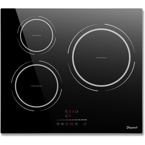 CHECARZHN--NO1-Plaque Induction 3 Feux Encastrable 6800W, Plaque De Cuisson Electrique Intgr, 9 Niveaux De Puissance, Fonction Pause, Minuterie, Fonction Anti-Touch, Fonction Boost, Noir