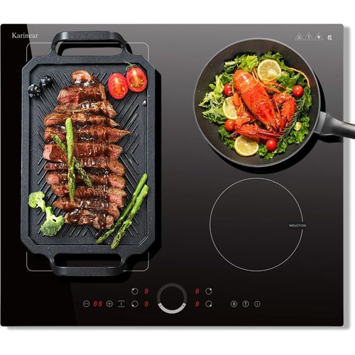 CHECARZHN--NO1-Plaque Induction 4 Feux Avec Flexzone, Plaque  Induction 60 Cm Encastrable, Table Induction 4 Foyers Avec Commande Circulaire, Booster, Minuterie, Scurit Enfant, 220V-240V 7200W San