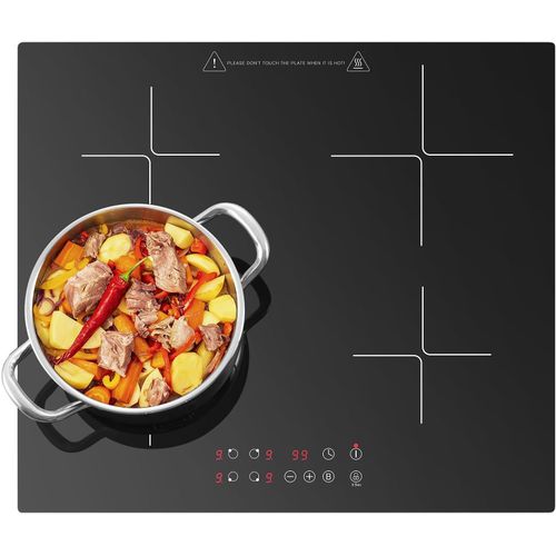 CHECARZHN--NO1-Plaque Induction 4 Feux, Plaque De Cuisson Electrique, Plaque Induction 60Cm Encastrable,Table De Cuisson lectrique 4 Foyers, Boost Fonction, Commande Tactile, 6000W,9 Niveaux De Puis