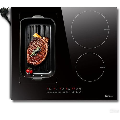 CHECARZHN--NO1-Plaque Induction Flexizone Avec Pr , Table De Cuisson Induction 4 Feux, Plaque Electrique 60 Cm Encastrable Avec Commande Tactile, Minuterie, Scurit Enfant, Boost, 220V-240V, 3500W