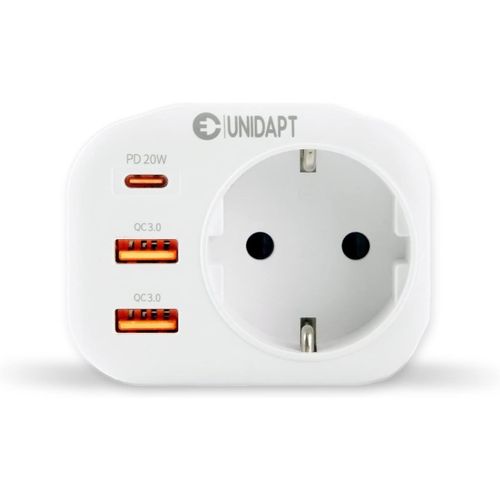Checarzhn--No1-Pr Secteur Multiple, Chargeur Rapide Multipr S Avec 1 Sortie Ac, 1 Usb-C 20w Et 2 Ports Usb Qc 3.0, Murale Electrique Compatible Avec Iphone/Ipad Idal Pour Chambre Bureau