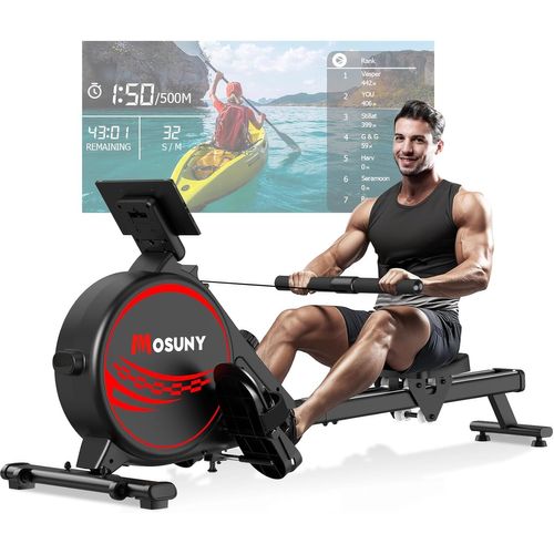 Checarzhn--No1-Rameur Musculation D'appartement, 16 Niveaux De Rsistance Rameur Magntique, Glissires Doubles Amliores, Ultra Silencieux, App-Compatible, Lcd-Datenanzeige, Capacit De Poids Jusqu