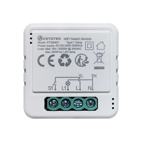 Checarzhn--No1-Relais Interrupteur Connect Wifi 16a Compatible Avec Alexa, Commutateur Interrupteur Module Intelligent 1 Weg/2 Wege Contrle De Smart Life/Tuya App, Fil Neutre Requis