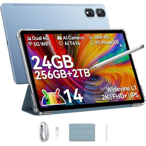CHECARZHN--NO1-Tab16 Pro Tablette Tactile 11Pouces 2K Fhd+, 16Go+256Go(Tf 2To) Tablettes Android 14, 4G Lte+5G Wifi 2.0Ghz Octa Core, 7700Mah 18W Tablettes Avce Widevine L1/Face Id/Gps