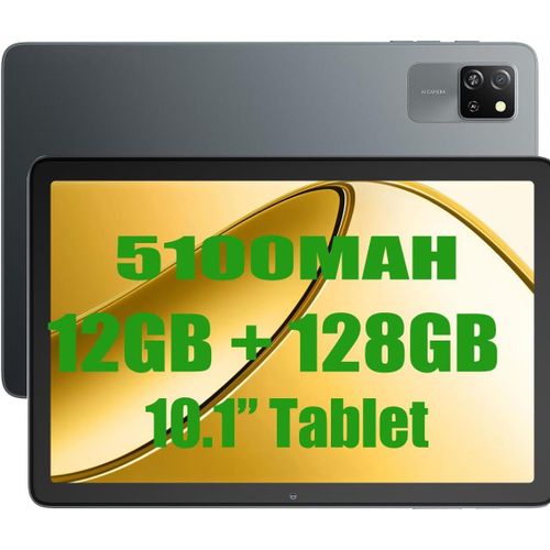 CHECARZHN--NO1-Tab60 Wifi Tablet (2025), 12Gb+128Gb(Tf 2Tb) Tablette Octa-Core Wifi 6, Tablet 10 Pollici 5100Mah 8Mp+5Mp Widevine L1, Bluetooth 5.2, Gms, Mode Pc Multi-Fentres Noir (Noir)