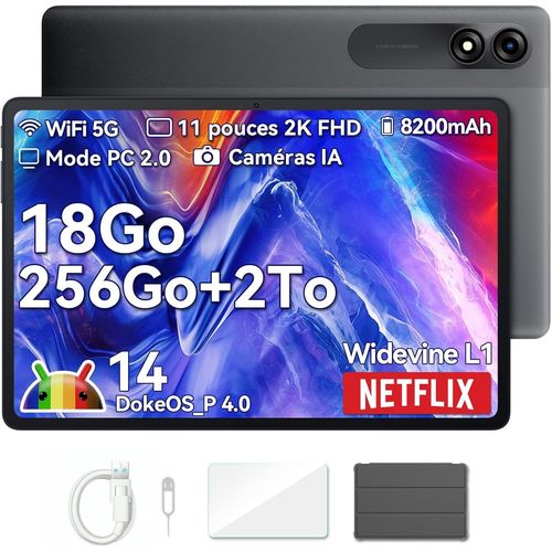 CHECARZHN--NO1-Tab9 Wifi Tablettes Android 14, 18Go+256Go (Tf 2To) Octa Core Tablette Gaming, 11 Pouces 2K Fhd+ 8200Mah 5G Wifi Tablette Tactile Avec Widevine L1, Gms, Bluetooth 5.0