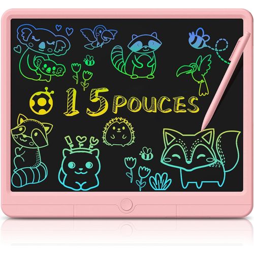 Checarzhn--No1-Tableau D'criture Lcd Pour Enfants, Tablette D'criture  cran Color De 15 Pouces Avec Effacement Verrouillable, Cadeau D'anniversaire Pour Enfants De 3  12 Ans Rose