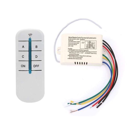 Checarzhn--No1-Tlcommande Yam-804, 4 Voies On/Off 220v Numrique Sans Fil Rcepteur De Lumire Murale metteur Interrupteur De Tlcommande, Installation Rapide Et Facile