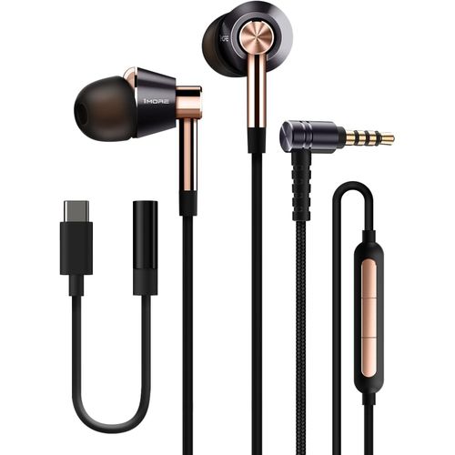 CHECARZHN--NO1-Triple Driver couteurs Filaire Intra-Auriculaire, Hi-Res Stereo Audio, Mems Micro Et Contrle Du Volume Intgrs, Jack 3,5 Mm, Compatible Avec Tablettes Et Ordinateurs Portables (Or)