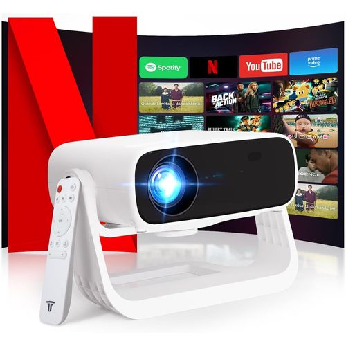 CHECARZHN--NO1-Videoprojecteur 2025 Avec App Intgre - Projecteur Portable Full Hd 1080P 350Ansi,Retroprojecteur Support 4K Wifi Bluetooth,Correction Trapzodale Auto & 4P, Compatible Avec Ios And