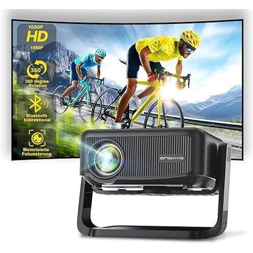 CHECARZHN--NO1-Videoprojecteur Rotation 360/Automatique Du Trapze/Electric Focus Full Hd 1080P Mini Projecteur Video Avec Wifi-6 Et Bluetooth, Retroprojecteur Portable Pour Ios/Android/Tv Stick/Hdm