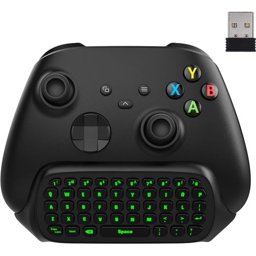 CHECARZHN--NO1-Xbox One Clavier En Anglais  Rtroclairage Vert, Manette De Jeu Rcepteur 2.4G Casque Pr Jack Audio Pour Xbox S/Elite/Series X/S 2020, Noir