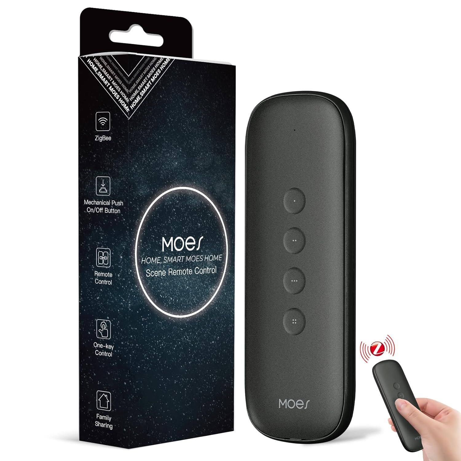 Checarzhn--No1-Zigbee Interrupteur Intelligent, Commanteur Sans Fil 12 Scnes Sans Installation ( Zigbee Hub Ncessaire), Tlcommande Intelligente, Interrupteur  Distance, Smart Life/Tuya App