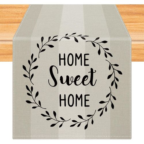 Chemin De Table  Rayures Beige Chemin Table En Lin D'hiver Moderne Avable Vintage Style Campagnard Pour Le Printemps L'automne Dcoration De Table De Cuisine Fte 40x140cm