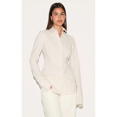 Chemise Ajuste Tisse Lgre cru, Ecru