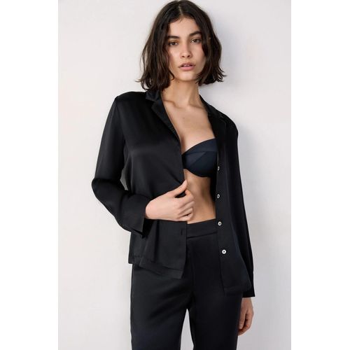 Chemise De Pyjama En Soie - Pearly - M - Noir - Femme - Etam