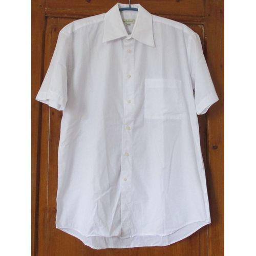 Chemisette Lgre Blanche In Extenso - Manches Courtes - Col Pointu - Bas Arrondi - Taille 37/38 - Coton Et Polyester