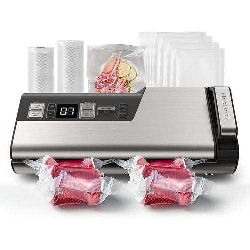 ChenQuanSarl-Machine  Emballer Sous Vide, 95 Kpa 140 W,  Une Main, Double Bande D'tanchit Avec Cutter Intgr Et Affichage Du Compte  Rebours, 2 Rouleaux De Sac, 5 Sacs Prdcoups, Compatible