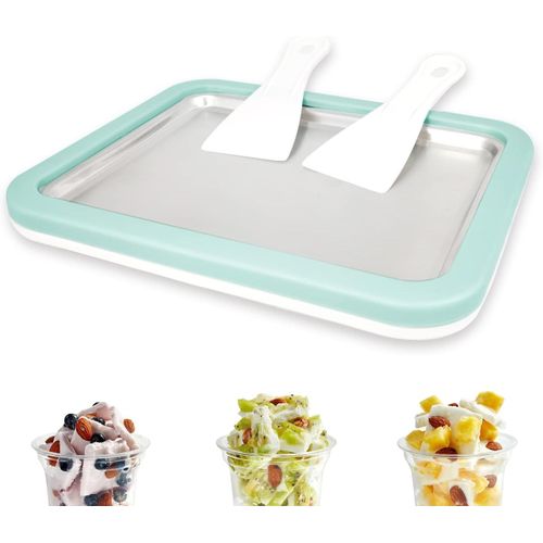 Chenquansarl-Machine  Glace Roule, Appareil  Glace Diy Avec 2 Spatules, Pour Famille Et Enfants, Fabrication De Glace Maison Et Gelato Vert