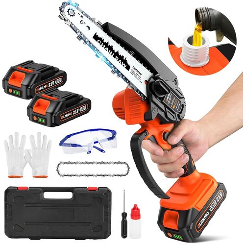Chenquansarl-Mini Trononneuse Avec Batterie, 6 Pouces, Batterie De 4000 Mah, 6-8 M/S, Trononneuse lectrique, Avec Rservoir D'huile Et Serrure De Scurit, Trononneuse Sans Fil Portable Pour Cour