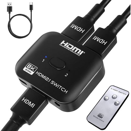 ChenQuanSarl-Switch Hdmi 8K 60Hz, 4K 120Hz Rpartiteur 1 Entre 2 Sorties Ou Commutateur 2 Entres 1 Sortie, Splitter 2.1 Bi-Direction, Compatible Avec Ps5 Ps4 Xbox Lecteur Blu-Ray Pc