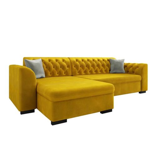Chesterfield Canap D'angle Comfivo 252, Jaune, Fonction De Couchage