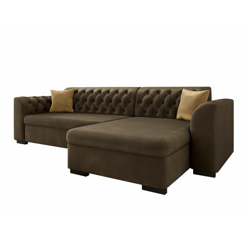 Chesterfield Canap D'angle Comfivo 252, Marron, Fonction De Couchage
