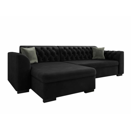 Chesterfield Canap D'angle Comfivo 252, Noir, Fonction De Couchage