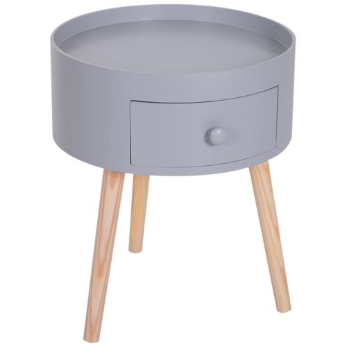 Chevet Table De Nuit Ronde Design Scandinave Tiroir Bicolore Pieds Effils Inclins Bois Massif Chne Cla