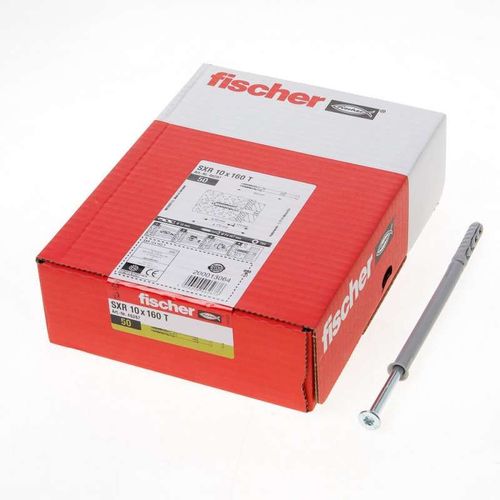 Boite De 50 Chevilles Rallonges Sxr 10x160 T Fischer 46267 (Avec Vis Tte Fraise En Acier lectrozingu)