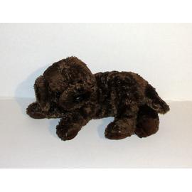 chien marron couché ty peluche doudou chien 30 cm