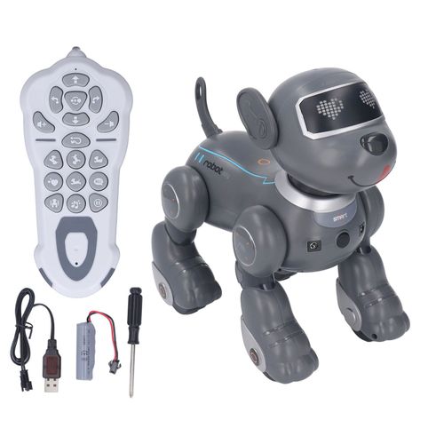 Chien robot telecommande 2,4 GHz a commande vocale, dansant et marchant, son et lumiere programmables, type 2