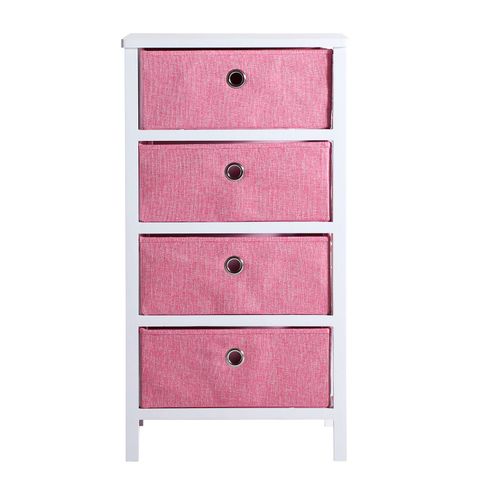 Chiffonier En Bois Mdf, De Couleur Rose, 41x32x77 Cm