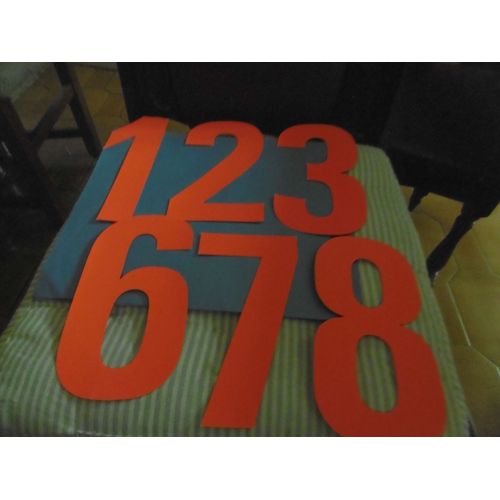 Chiffres Adhesifs Fluo Orange 200mm Color Fix : 1/2/3/6/7/8. Lot De 21